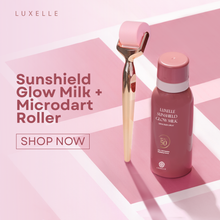 Load image into Gallery viewer, Luxelle Microdart Roller + Sunshield Glow Milk
