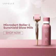 Load image into Gallery viewer, Luxelle Microdart Roller + Sunshield Glow Milk
